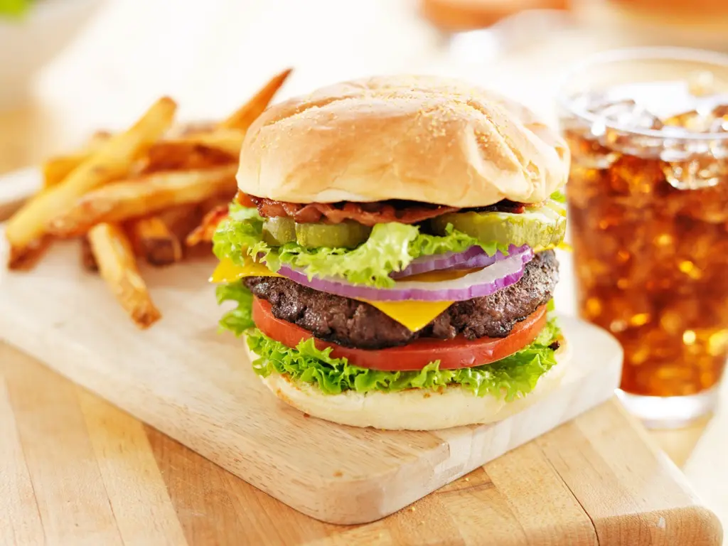 A shot of our bacon cheeseburger