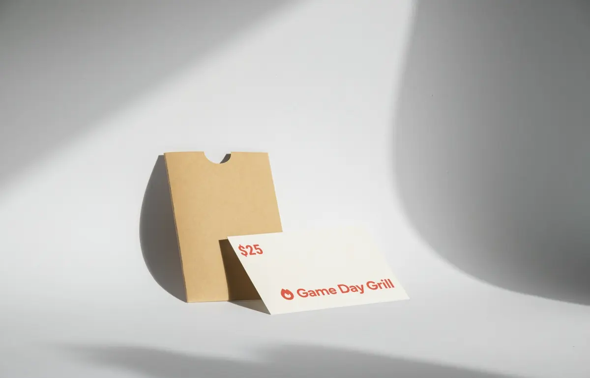 A photo of a physical Game Day Grill gift card
